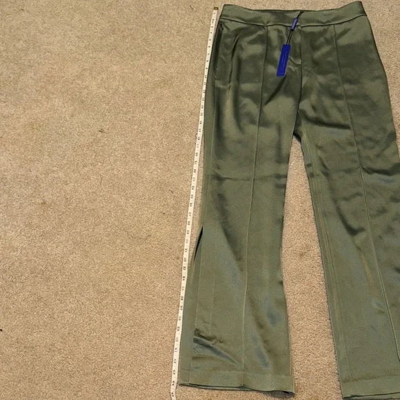 Elie Tahari Green Satin Pants - Picture 2 of 9